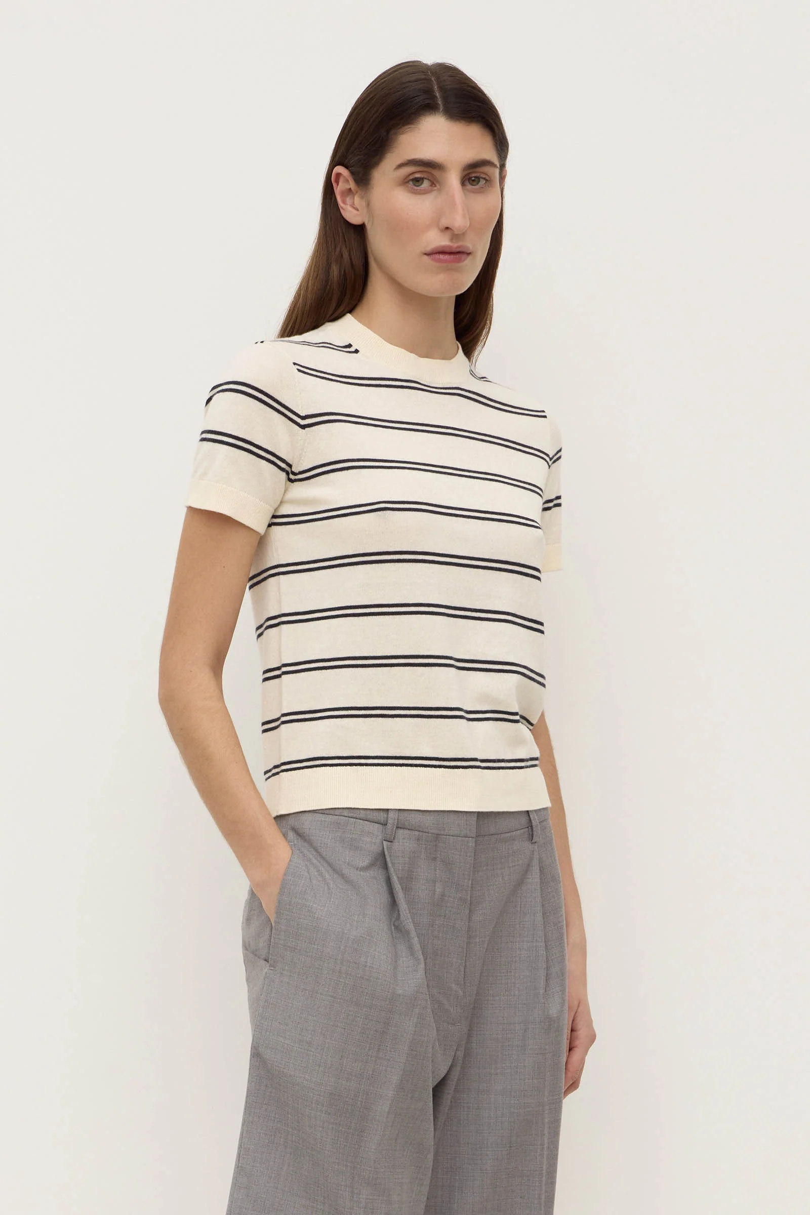 Allison Stripe Cotton Cashmere Tee - Image 3