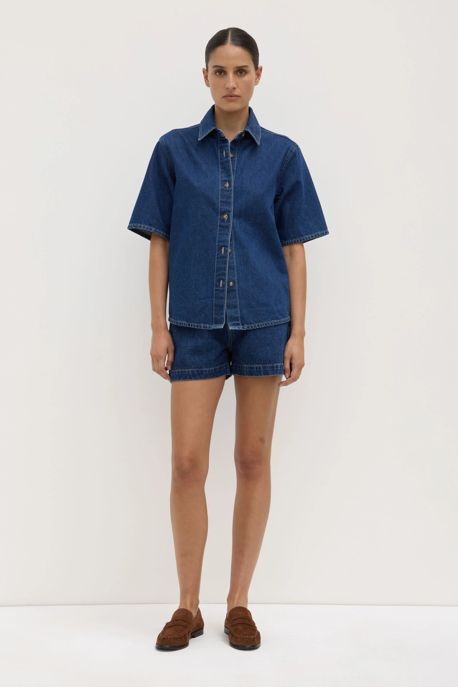 Boxy Denim Short Sleeve Shirt - Image 3