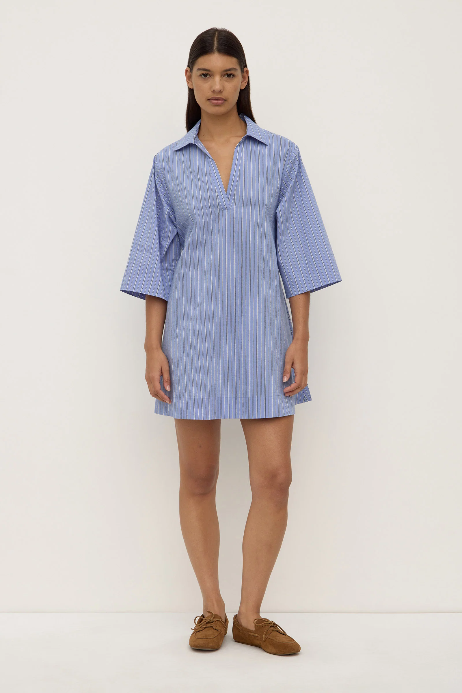 Erina Stripe Mini Shirt Dress
