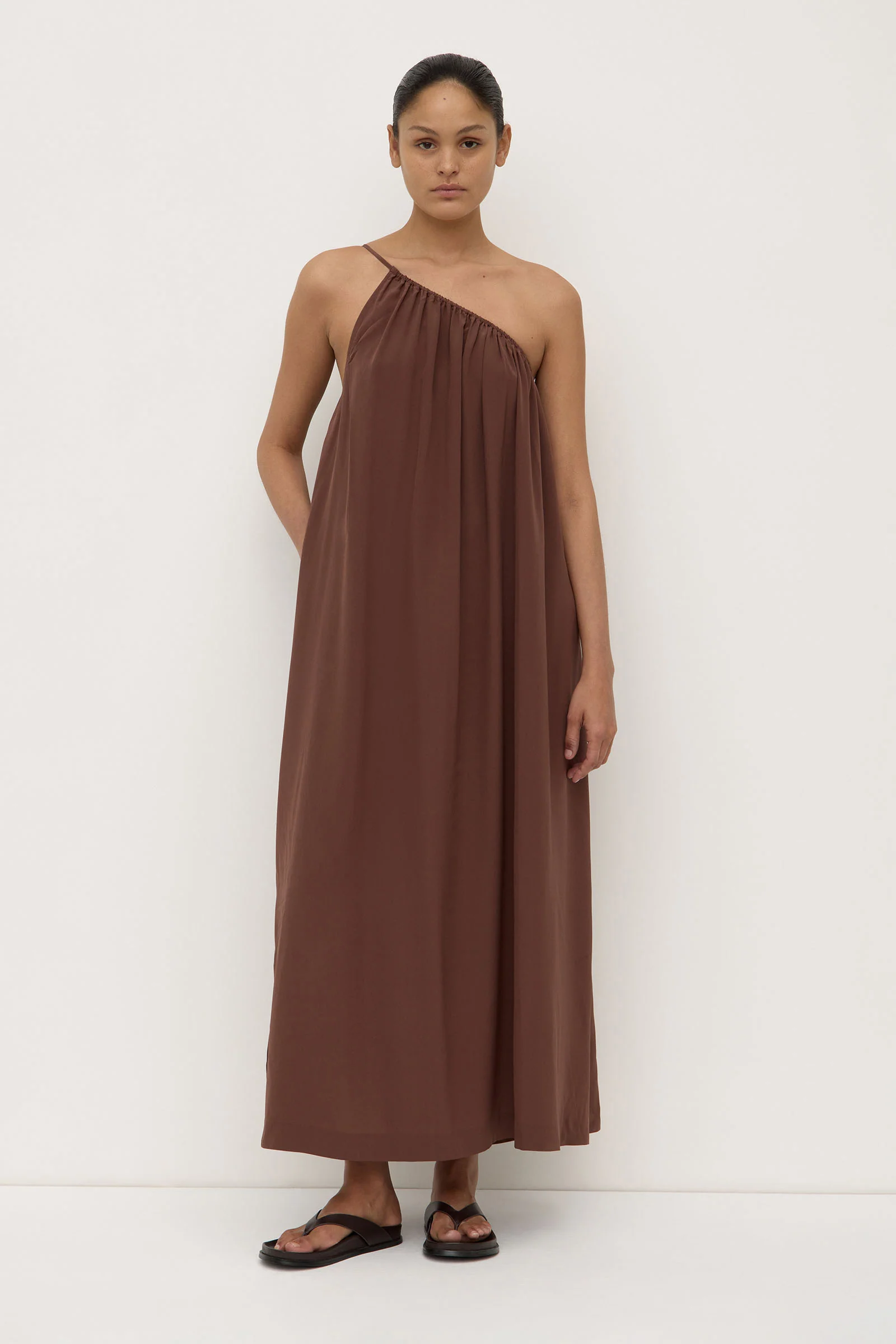 Mila Silk Asymmetrical Maxi Dress - Image 3