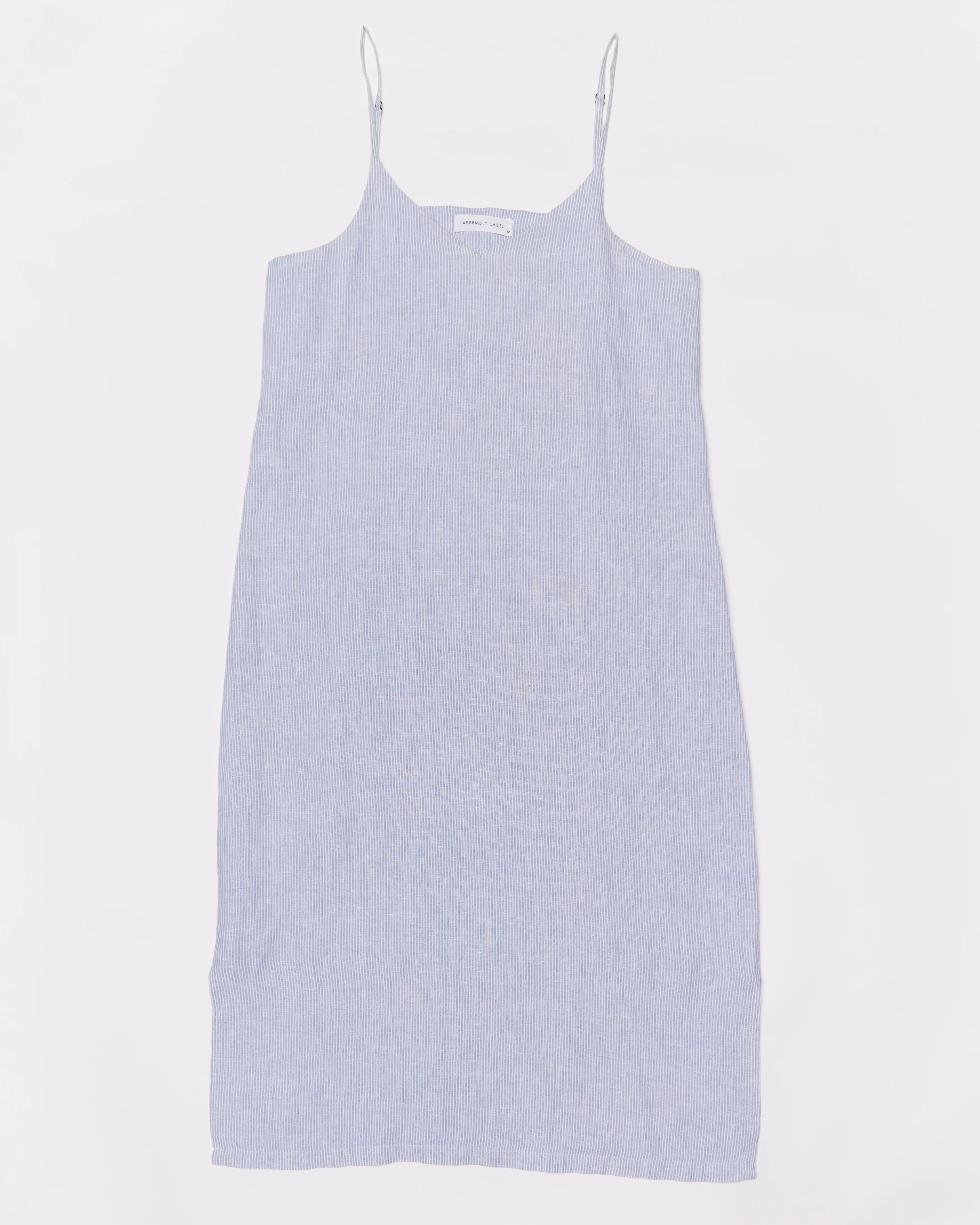 Re-Worn Womens Linen Stripe Slip Dress