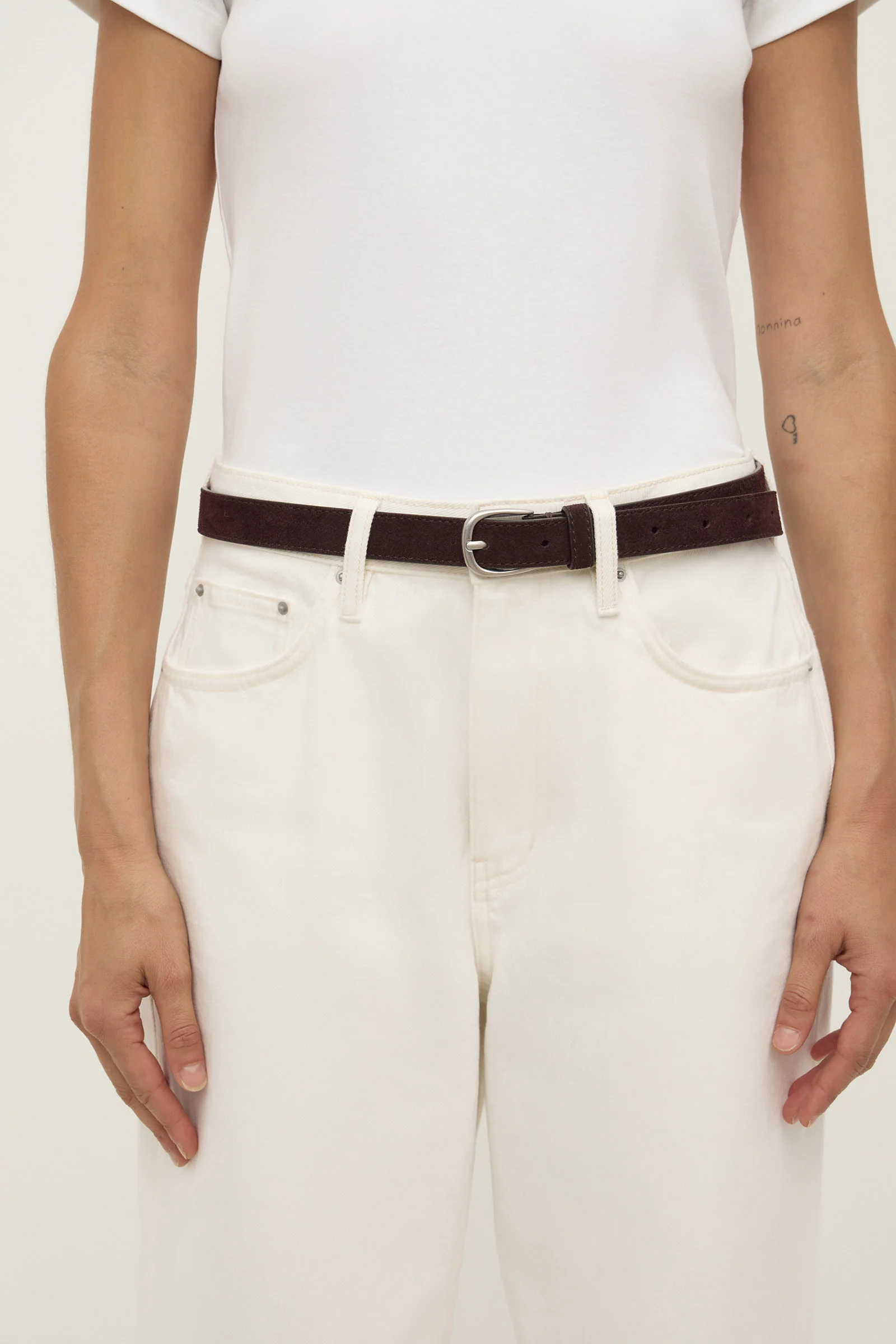 Womens Slim Suede Belt - Image 4